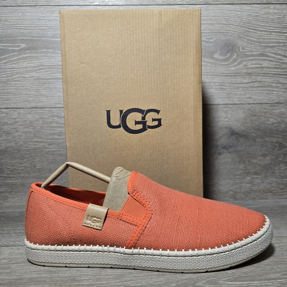 UGG Luciah Sneaker Shoes Peach Bliss Espadrille Stitch Canvas Slip-On Women's 9